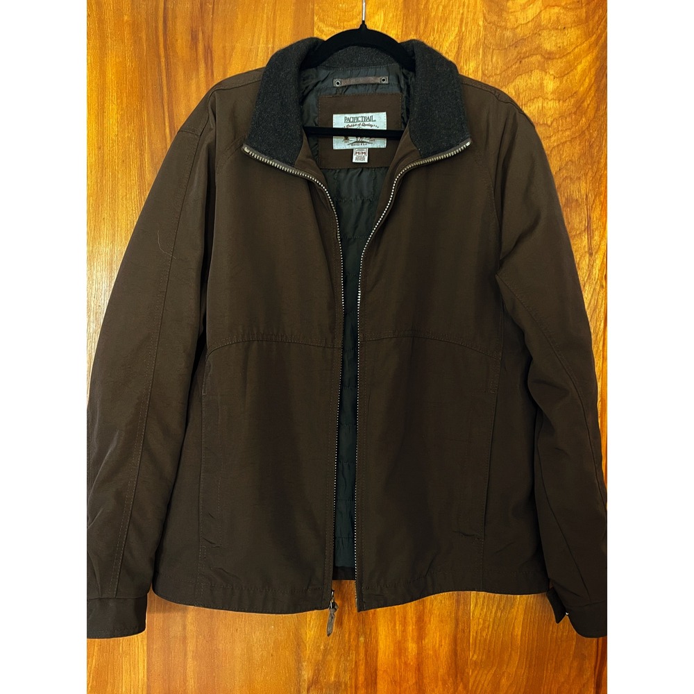 Pacific Trail Men's Insulated Utility Jacket Brown Wool Trim Full Zip Size M